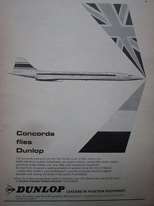 1969 PUB DUNLOP AVIATION SST CONCORDE TYRE WHEEL BRAKE PNEU FREIN ORIGINAL AD - Foto 1 di 1