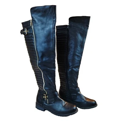 Botas hasta la rodilla Forever 21 para mujer eje trasero arrugado moto cremallera lateral EE. UU. talla 8 Foto 1 de 4