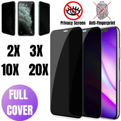Lot For iPhone 14/13/12/11/X/8 Anti-Spy Privacy Tempered Glass Screen Protector - Image 1 of 4