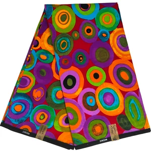 Tela africana Ankara rojo verde púrpura estampado étnico patios 100 % algodón material - Imagen 1 de 13