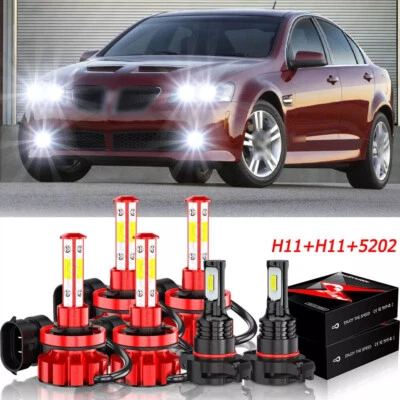 For Pontiac G8 2008 2009 white Combo 6X LED Headlight High Low + Fog Light Bulbs - Image 1 of 4