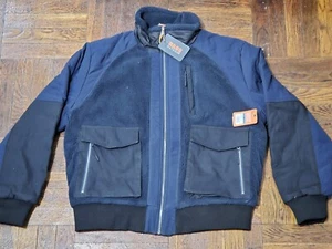 Bass Outdoor Men's Mixed Media Full Zip Bomber Jacket Coat Navy Blazer Size Med - Picture 1 of 4
