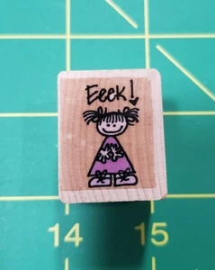 Eeek! Kleines kleines Mädchen mit Zitat Stempel Holz montiert von Hero Arts - Bild 1 von 2