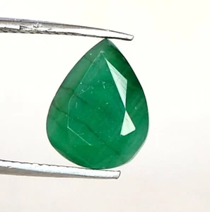 9x7 mm Certified Natural Emerald Pear Cut 1.76 CTS Faceted Loose Gemstone - Picture 1 of 6