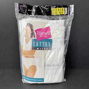 Hanes Her Way Brief Cotton Underwear NEW Vintage 1999 6 Pack Women Size 7 White - Picture 1 of 12