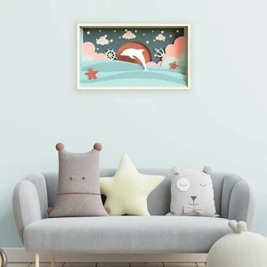 Dolphin Sunshine_Wallart_Woodenart_Homedecor_Wallart - Foto 1 di 3