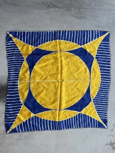 Vintage Vera Neumann Chiffon Scarf Yellow Geometric Florals 30x30 Square - Picture 1 of 5