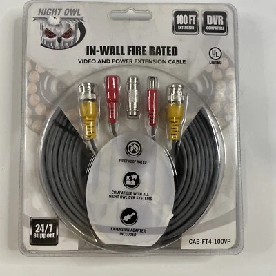 New Night Owl 100’ Fire Proof In-Wall Video & Power Extension Cable - Image 1 of 4