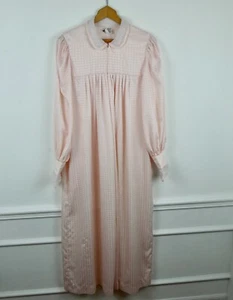FLAWS Vintage Christian Dior Loungewear Pink Housedress Robe Gown Small Silky - Picture 1 of 11