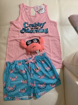 Conjunto de pijama de peluche Justice Crabby In The Morning para niñas talla 8 Foto 1 de 2