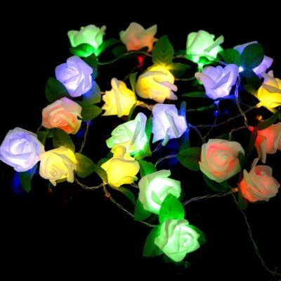 20LED Rose Flower Fairy String Lights for Home Wedding Christmas Party Decor 7ft - Image 1 of 4