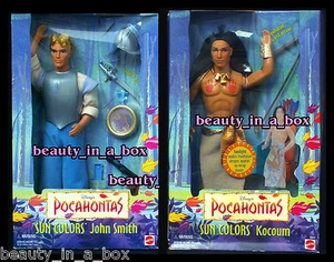 Lotto 2 Barbie Kocoum & John Smith Disney Doll di Pocahontas colori sole nuove con scatola. - Foto 1 di 3