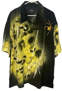 Vintage Function in Future 2000 Herren Hemd Xl Streetwear Spiderweb Spiders Gelb - Bild 1 von 9