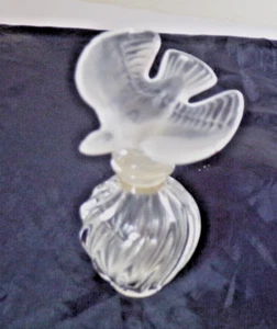 VTG  Art Deco Style Perfume Bottle Decanter Empty Clear Swirled Glass Bird Stopr - Picture 1 of 6