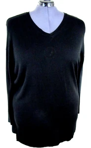 Worthington 1X Tunic Sweater  Black V neck Lightweight Fine knit Long Sleeve Top - Picture 1 of 7