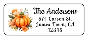30 personalized fall thanksgiving pumpkin return address labels stickers tags - Picture 1 of 1