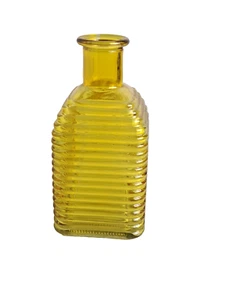 Vintage Yellow 5" Ribbed Beehive Glass Bottle/ Vase- Unbranded - Picture 1 of 6
