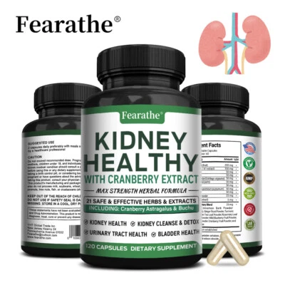 FEARATHE Suplemento saludable para los riñones, limpieza y desintoxicación renal, salud del tracto urinario y la vejiga