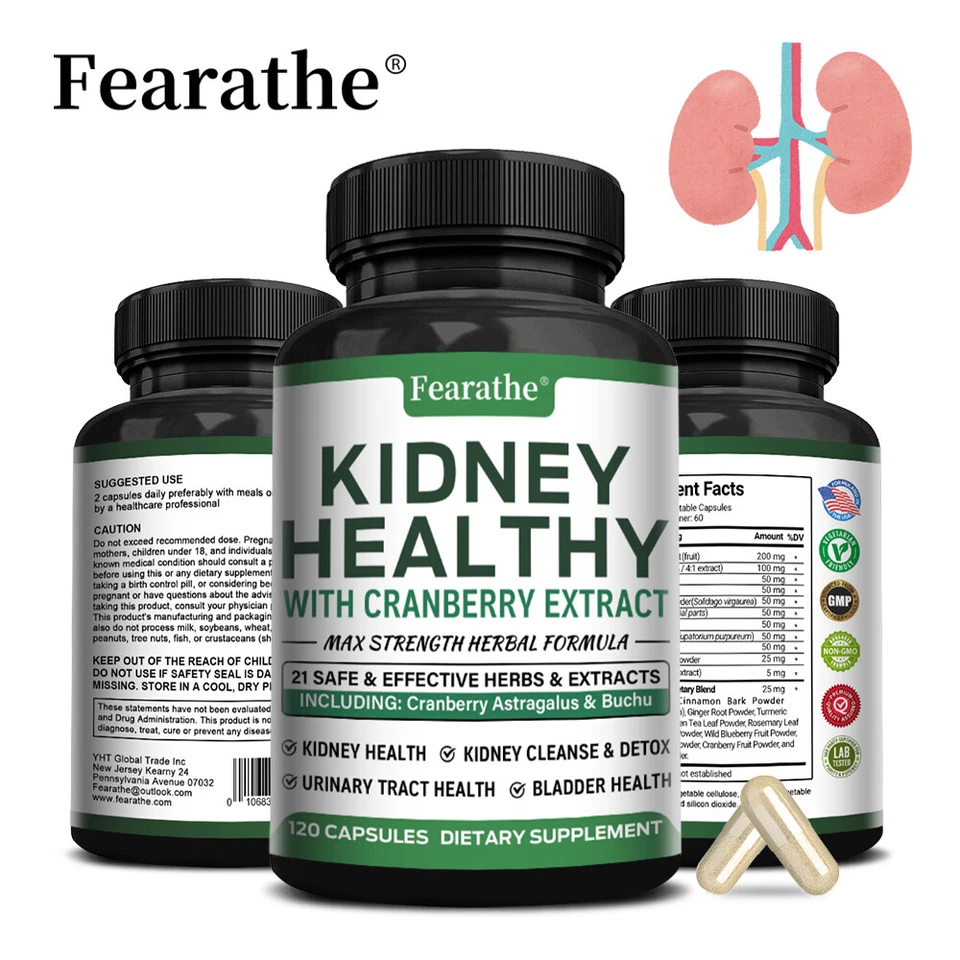 FEARATHE Integratore sano per reni, pulizia e disintossicazione dei reni, salute delle vie urinarie e della vescica