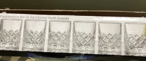 6 Crosshatch SHANNON BY GODINGER HATCH CRYSTAL 2.5 OZ SHOT GLASSES New - Picture 1 of 4