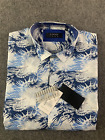 Coogi Luxe Mens Long Sleeve Flip Cuff Button Up Shirt Size 2XL Blue/White  $140