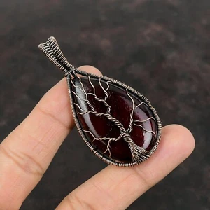 Red Fire Labradorite Copper Gift For Bridesmaid Wire Wrapped Tree Of Life 2.76" - Picture 1 of 6