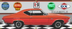 1969 Chevrolet Chevelle SS Red/Black, Garage Scene (254A) Banner.Two sizes - Picture 1 of 1