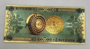 Hundert Dollar Bitcoin 24k Gold Plated Gold Banknote - Bild 1 von 2