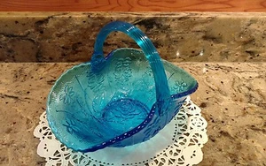 VINTAGE KAISER GLAS BLAU KORB - Bild 1 von 12