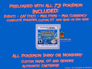 Pokemon Alpha Sapphire Loaded With All 721 + 120+ Legit Event Pokemon Unlocked - Picture 1 of 7