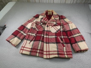 Vintage Woolrich Jacket Mens Medium Red Plaid Wool Cruiser Mackinaw Thick Heavy - Picture 1 of 13