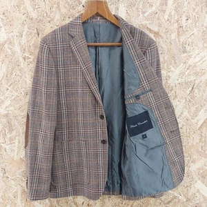 XL 44" FRENCH CONNECTION Blazer Jacket Mens Tweed Style Brown Green Check 44L - Picture 1 of 15