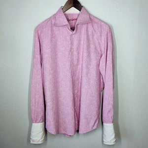 Robert Graham Shirt Mens M/L Purple Paisley French Cuff Embroidered Button Down - Picture 1 of 11
