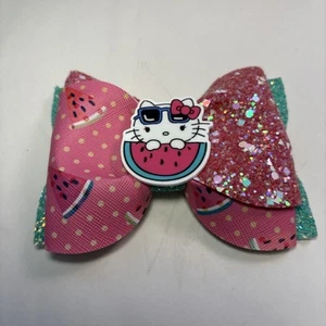 Beautiful Hello Kitty Inspired Girls Hair Bow Summertime Watermelon Adorable - Picture 1 of 7