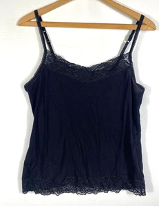 Canotta Elle Must Have Cami media nera bordo in pizzo Y2K Fairy Grunge Whimsigoth - Foto 1 di 11