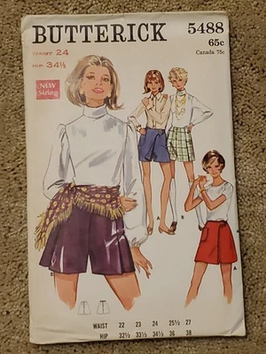 5488 Vintage Butterick Sewing Pattern 1960s Misses Pantskirt Waist 24 CC - Image 1 of 2