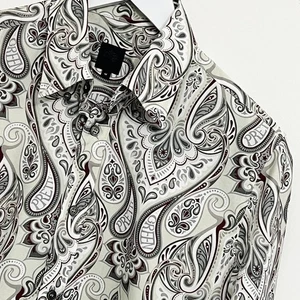 Pretty Green Hemd Herren Medium M Freizeit Paisley weiß rot klassisch langarm - Bild 1 von 12
