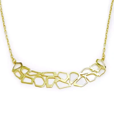 Particolare Collana geometrica Argento Sterling 925 pl oro giallo 18 Kt Collier - Immagine 1 di 4