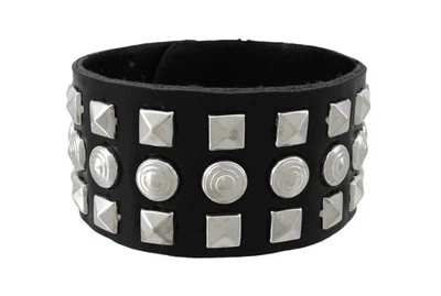 Zeckos Black Vinyl Wristband with Pyramid Chrome Studs - Image 1 of 4