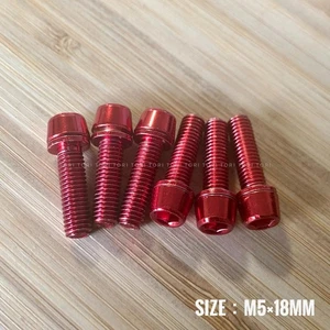 Bicycle Stem Bolt Color Red 6 Pieces M5 18 - Picture 1 of 5