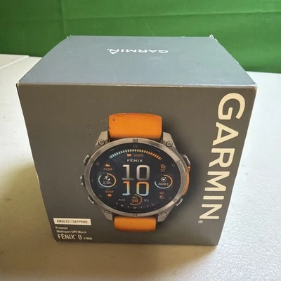 Garmin Fenix 8 AMOLED 47mm Smart Watch (Titanium and Spark Orange) (New) - Image 1 of 2