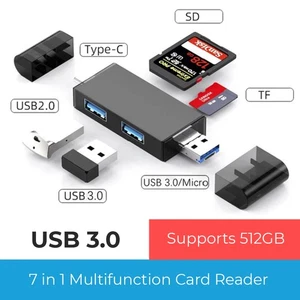 7 In 1 Multifunction USB 3.0 Memory Card Reader Adapter SD/Micro SD/USB | FPC - Picture 1 of 8