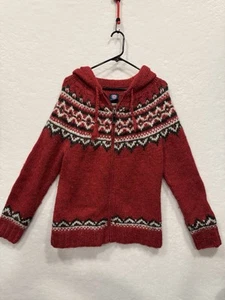 Icewear Iceland BRYNJA ICELANDIC WOOL SWEATER ZIP & HOOD Size Medium Red - Picture 1 of 6