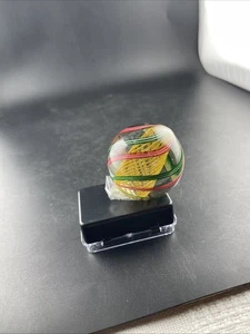 Antique German Latticinio Marble Large Yellow Solid Swirl Core Handmade - Picture 1 of 8