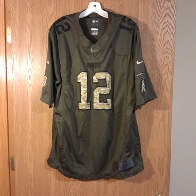 Camiseta masculina Aaron Rodgers Green Bay Packer costurada Nike camuflagem saudação ao serviço GG - Imagem 1 de 4