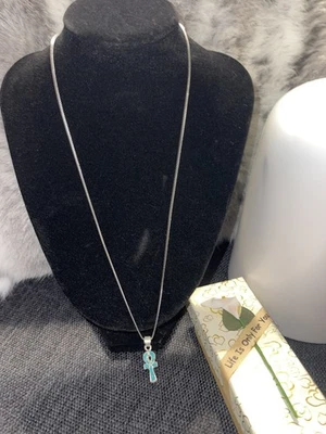 925 sterling Silver Egyptian Ankh Necklace –real turquoise stone - Image 1 of 2