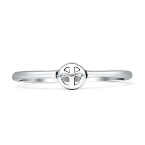 Peace Zeichen oxidierter Ring 925 Sterling Silber 4,3 mm - Bild 1 von 6