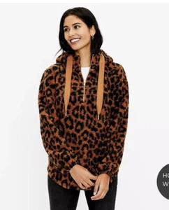 Felpa con cappuccio sherpa donna stampa leopardata LOFT NUOVA CON ETICHETTE - Auburn - taglia small - Foto 1 di 3