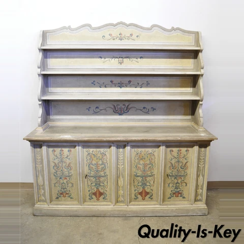 Trouvailles Italian Provincial Country Painted Large Cupboard Cabinet Hutch Cover