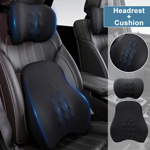 Headrest/Waist Car Headrest and Lumbar Support Kit Memory Foam Breathable Seat - Picture 1 of 11